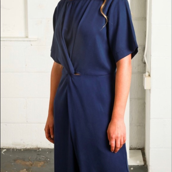 Native Youth Navy twist front wide leg jumpsuit - Picture 2 of 5